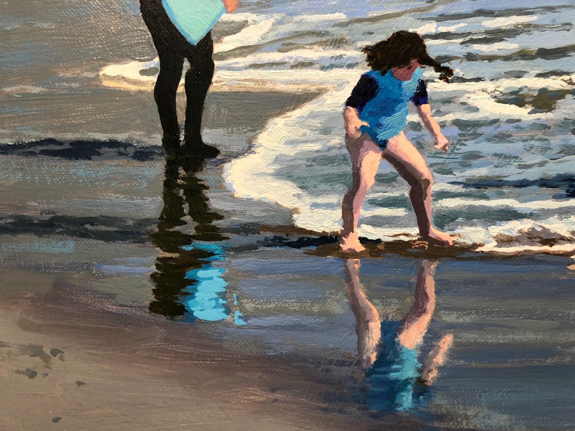 Reflections / surfers and children in oll on canvas 1
