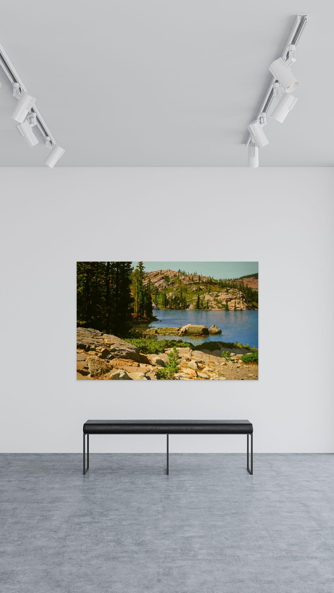 Salmon Lake / oil on canvas 52 x 80 inches - Contemporary Painting by Peter Loftus
