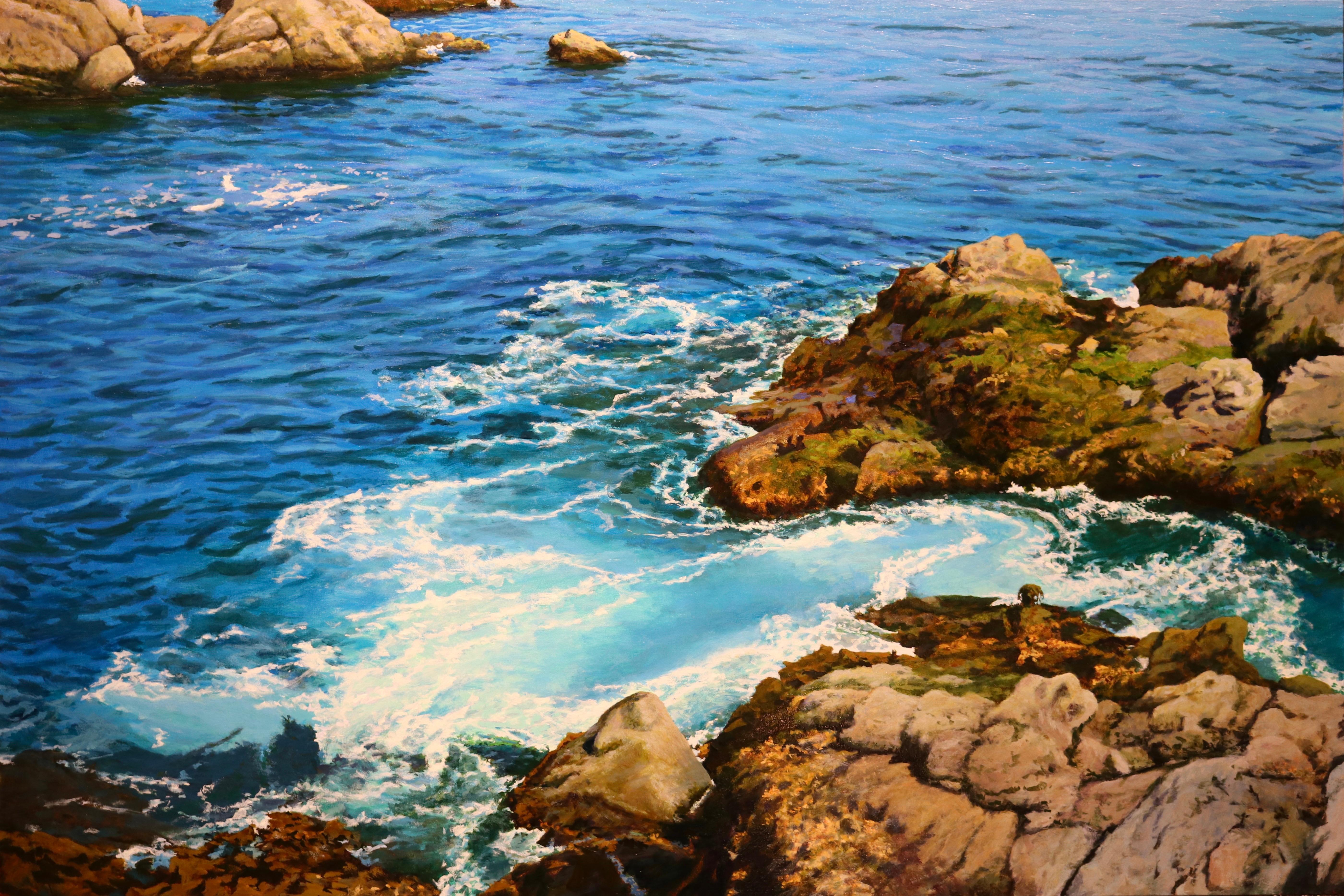 Peter Loftus Landscape Painting - Seaworld: Mendocino / oil on canvas painting - 40 x 60 inches