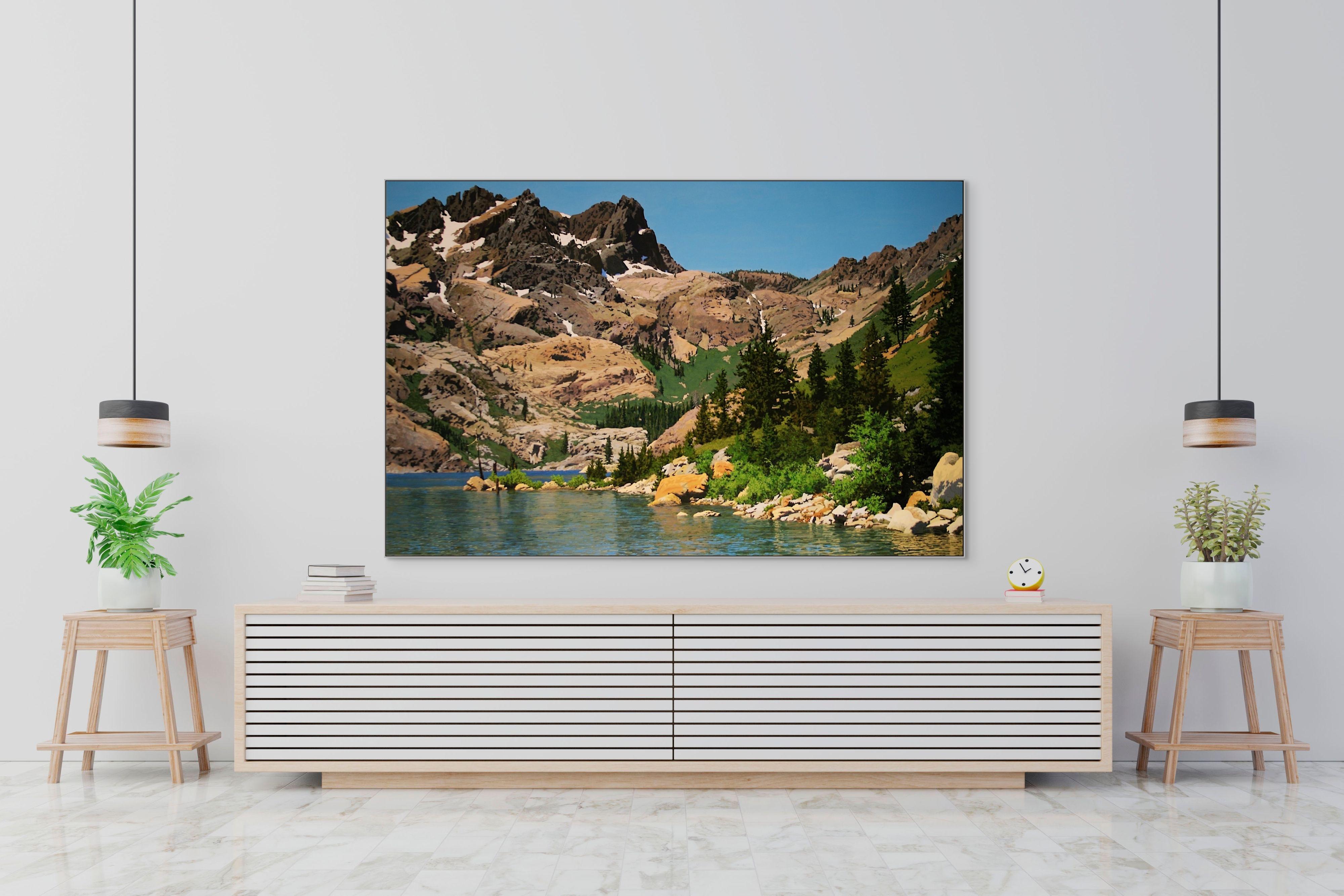 Sierra Buttes with Residual Snow / olio su tela 52 x 80 pollici - Painting Contemporaneo di Peter Loftus