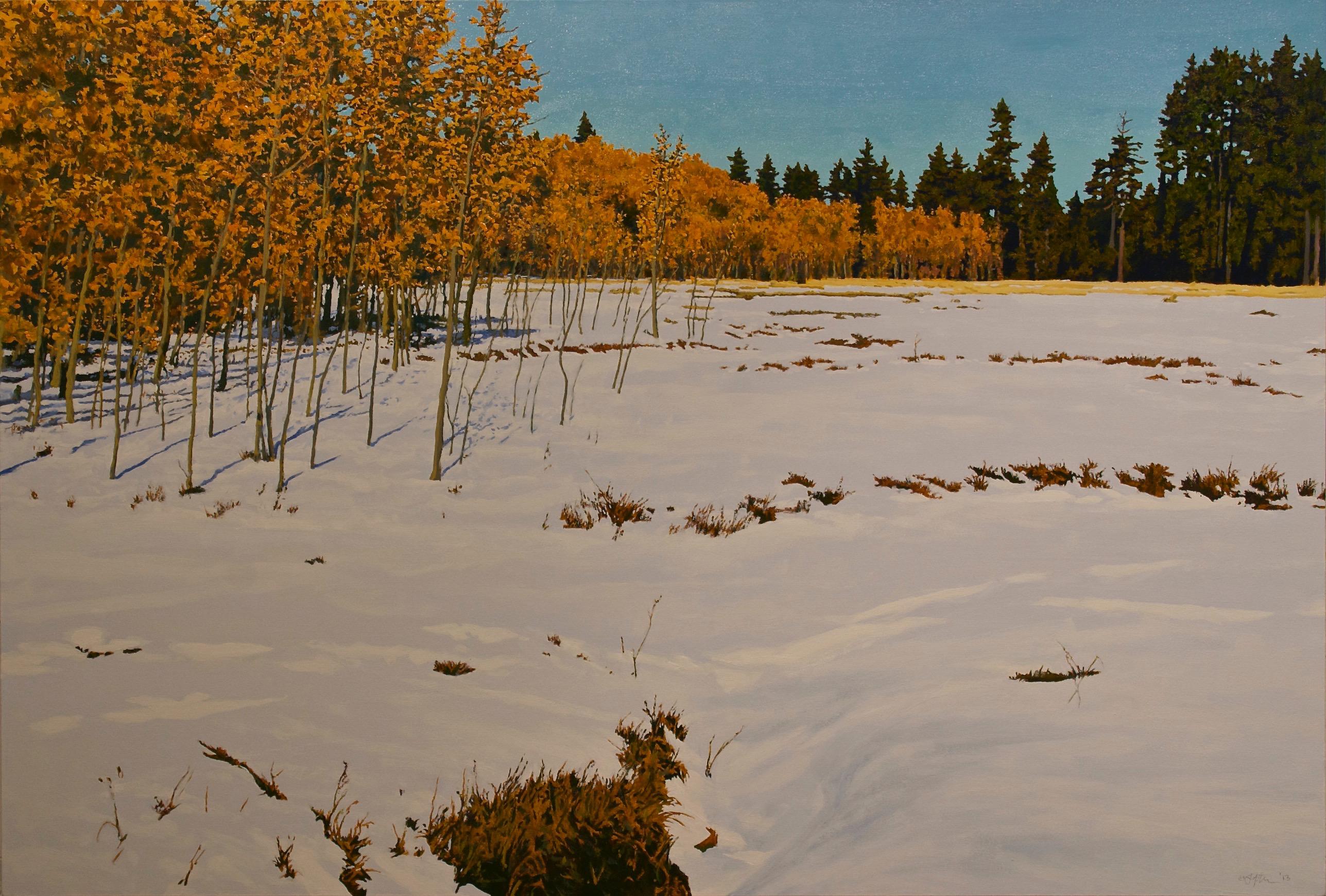 Peter Loftus Landscape Painting - Snowy Field with Aspens