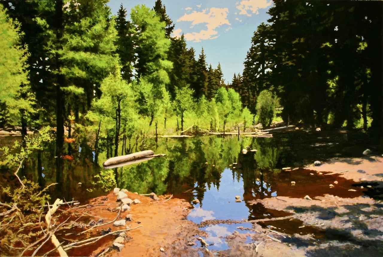 Peter Loftus Landscape Painting - Swamped Aspens / oil painting 40 X 60in