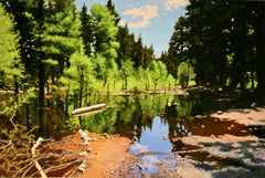 Swamped Aspens / oil painting 40 X 60in