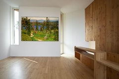 Sentiero sopra il Lago d'Argento / pittura realista della natura 52x80" olio su tela