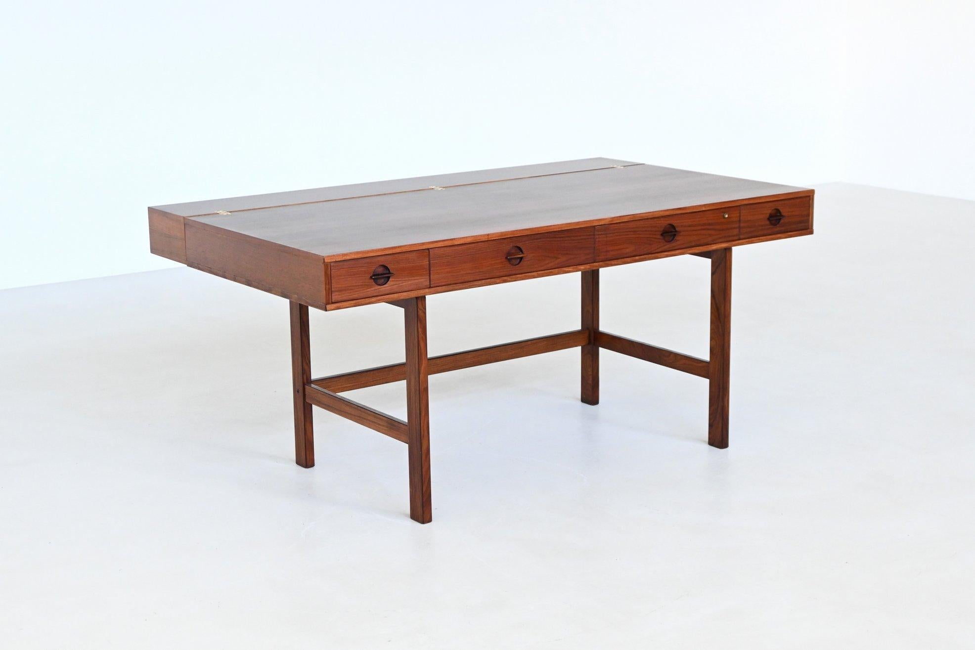 Scandinavo moderno Scrivania Peters Lovig Flip-Top Partners in palissandro Lovig Danimarca 1960 in vendita
