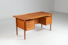 Peter Lovig free standing writing desk in teak Denmark 1960