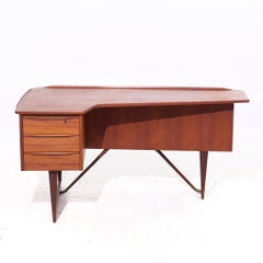 Peter Lovig Mid Century Danish Teak Boomerang Desk