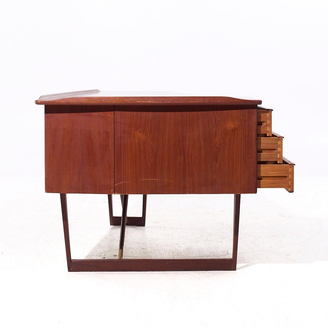 Late 20th Century Peter Lovig Mid Century Danish Teak Boomerang Desk For Sale