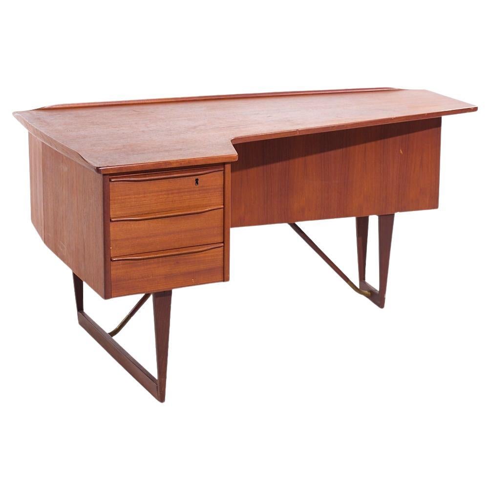 Peter Lovig Mid Century Danish Teak Boomerang Desk For Sale
