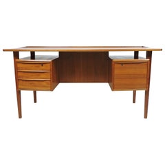 Peter Løvig Nielsen Danish Modern Midcentury Teak Floating Top Desk