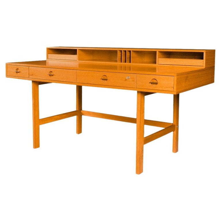 Peter Lovig Nielsen Danish Modern Teak Flip Top Desk For Sale at 1stDibs