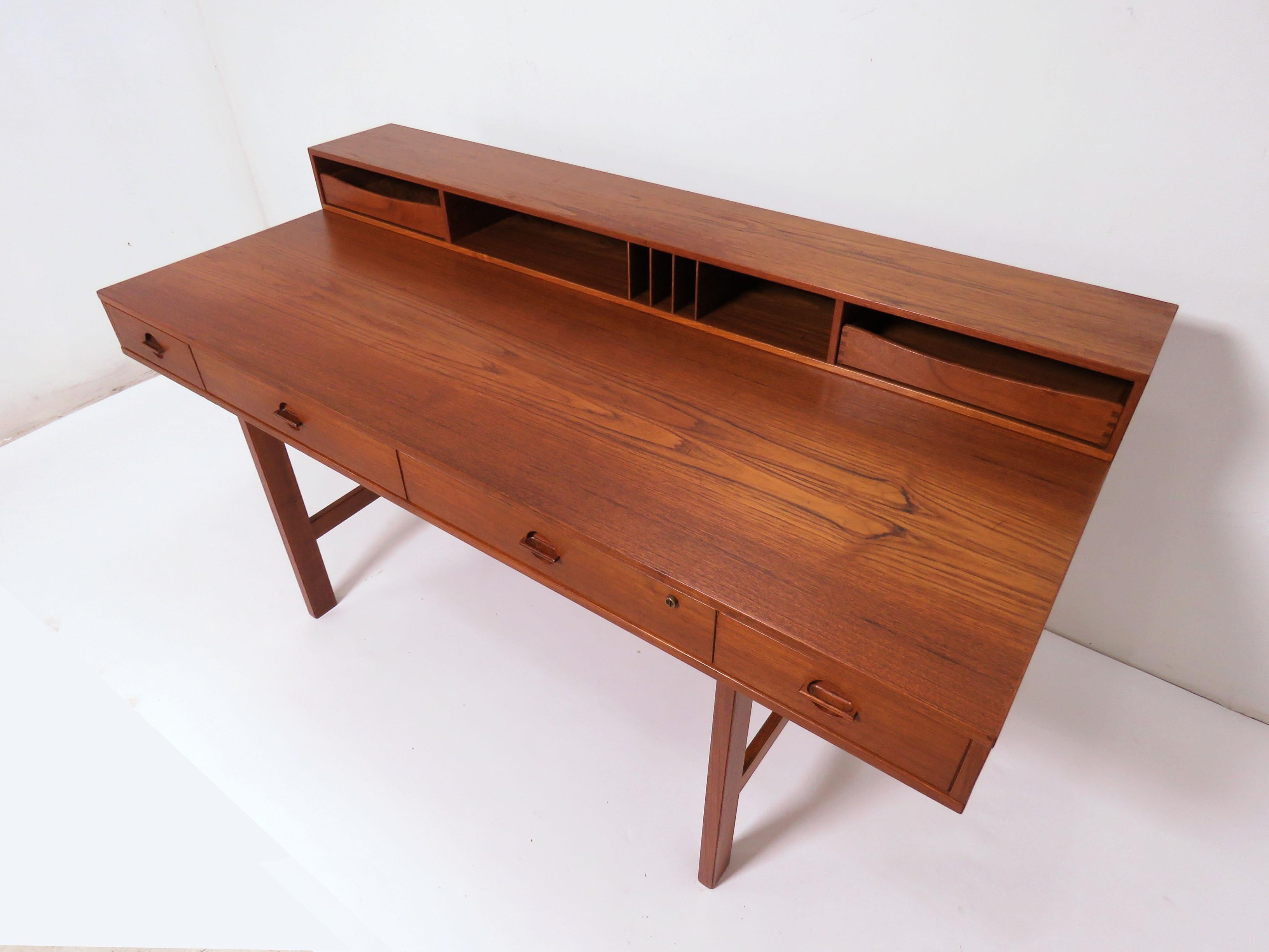 Scandinavian Modern Peter Lovig Nielsen Flip Top Danish Teak Desk, circa Early 1970s