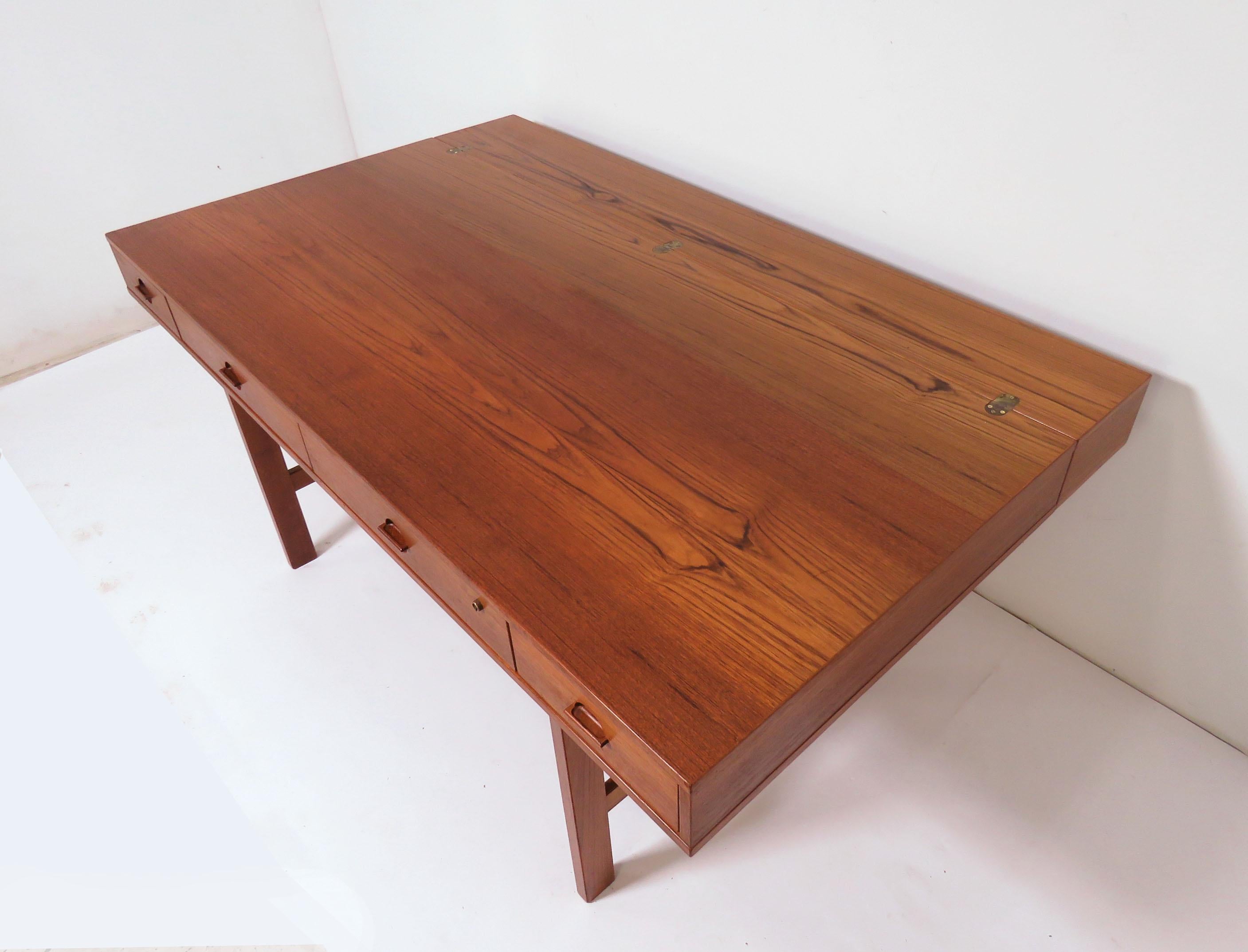 Peter Lovig Nielsen Flip Top Danish Teak Desk, circa Early 1970s 3