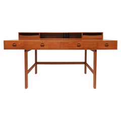 Vintage Peter Lovig Nielsen Flip Top Danish Teak Desk, circa Early 1970s