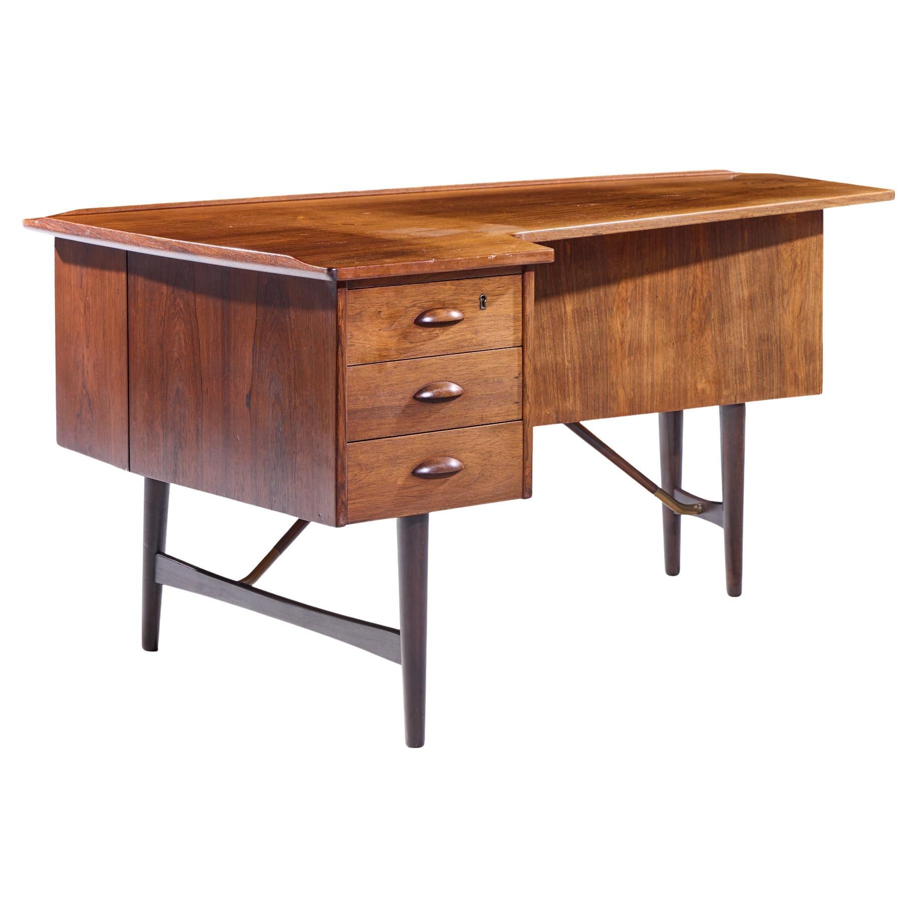 Peter Lovig Nielsen Mid Century Danish Rosewood Boomerang Desk For Sale
