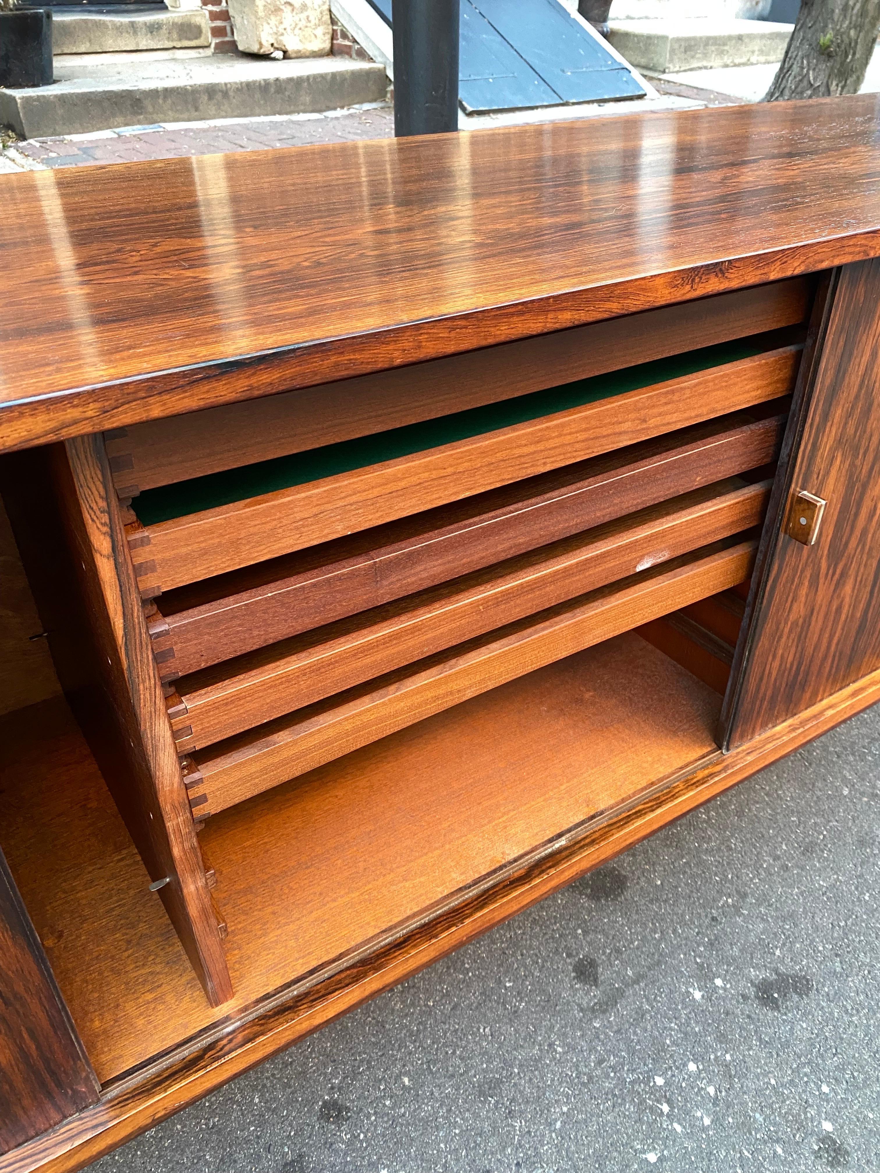 Peter Lovig Nielsen Rosewood Tambour Door Credenza For Sale 10