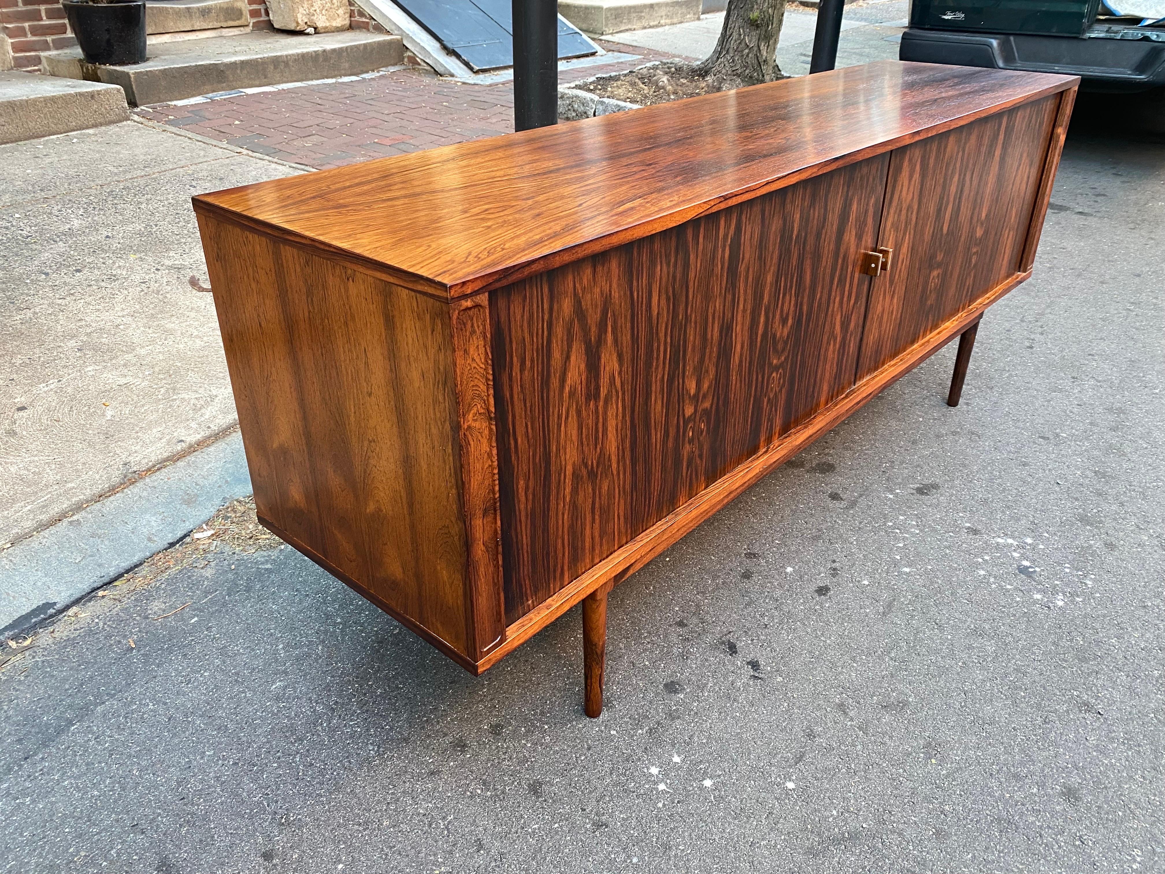 Mid-20th Century Peter Lovig Nielsen Rosewood Tambour Door Credenza For Sale