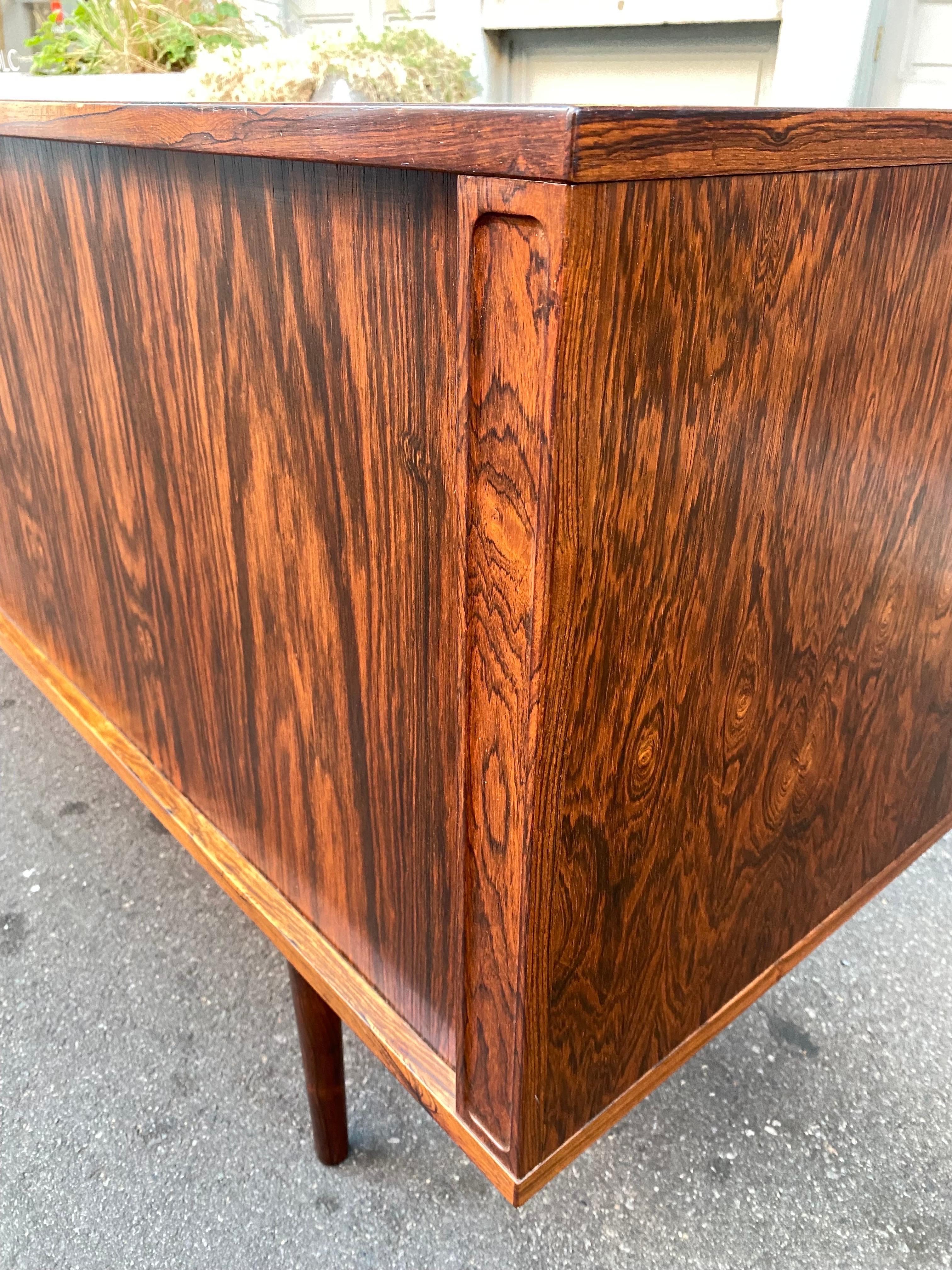 Hardwood Peter Lovig Nielsen Rosewood Tambour Door Credenza For Sale