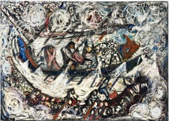 Dragon Boats Chinese New Year San Francisco Bay Area Original Oil on Canvas 1960
