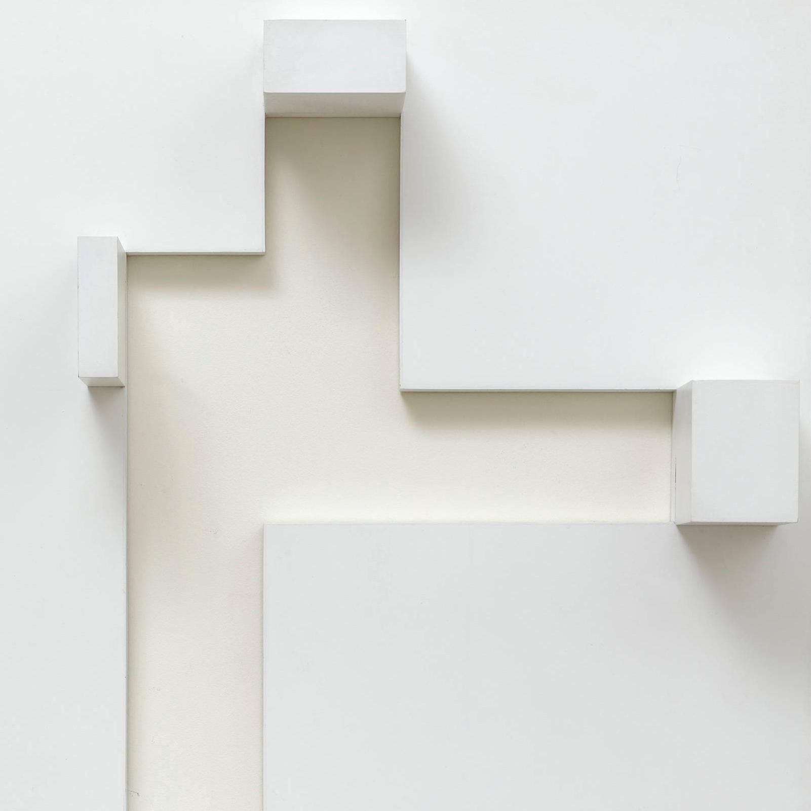 White relief 2 - Brown Abstract Sculpture by Peter Lowe