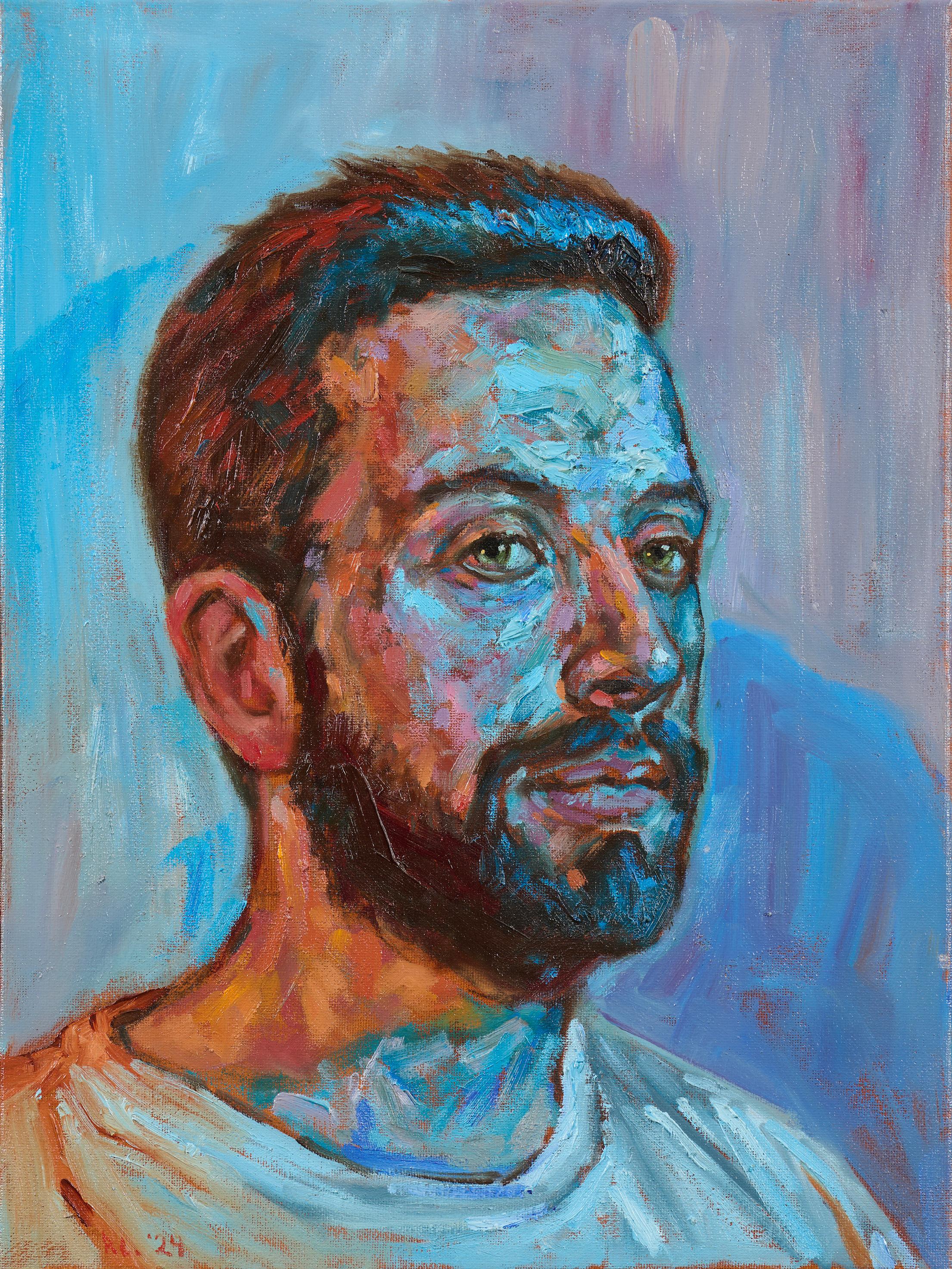 Peter Lupkin Figurative Painting - Contemplative Portrait Painting, Oil on Canvas, 16x12 in, Signed