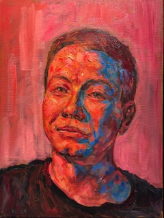 Intimate Portrait Oil Painting on Canvas, Bold Colors, 16x12 in