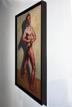 Nude Self Portrait 2 - Standing Male in Classical Pose, Original Oil Painting