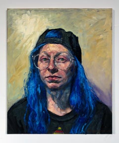 Portrait of Spencier, Portrait of Female with Blue Hair, Backward Base Ball Cap 