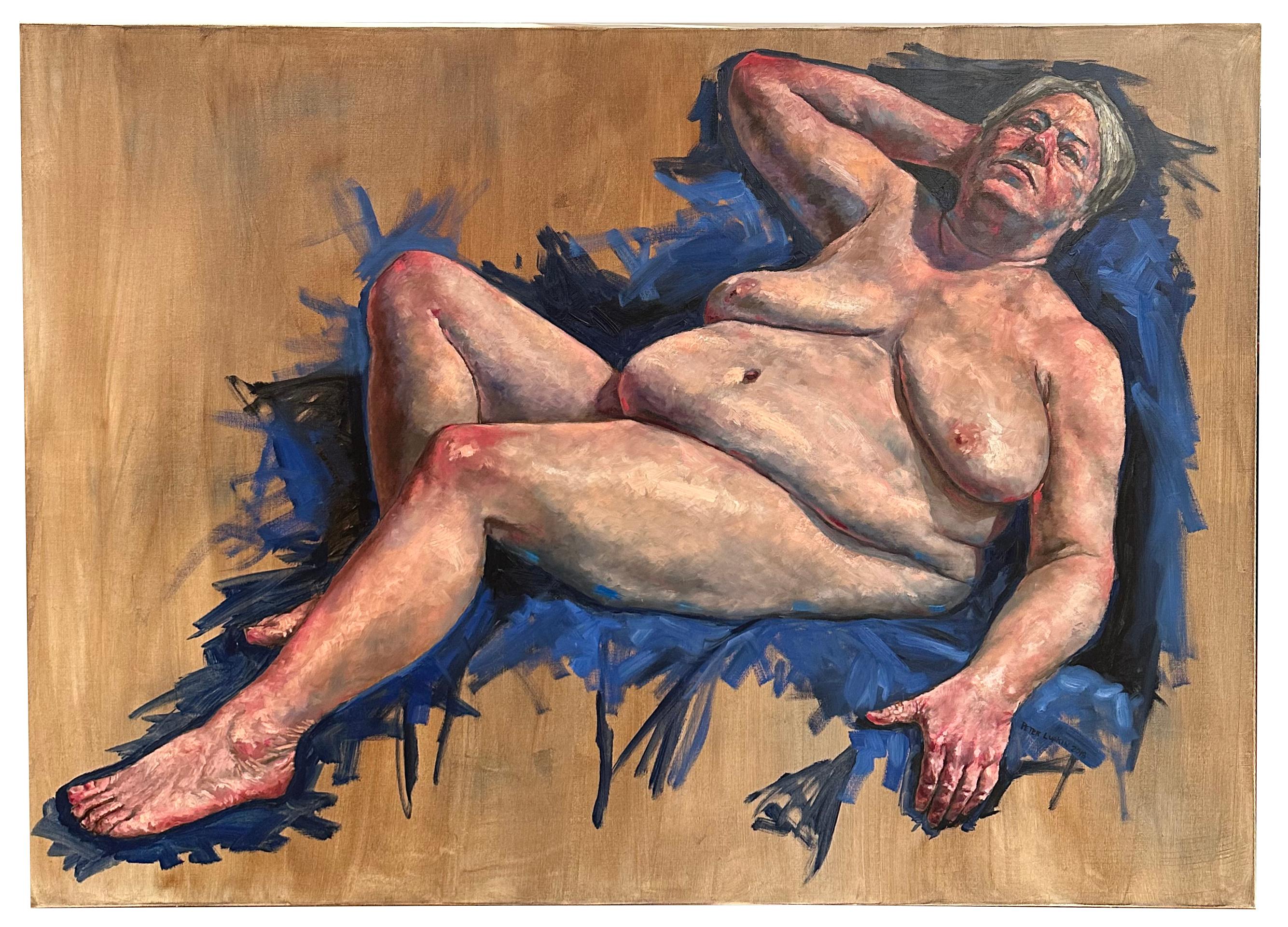 Venus - Original Oil Painting - Brown Nude Painting by Peter Lupkin
