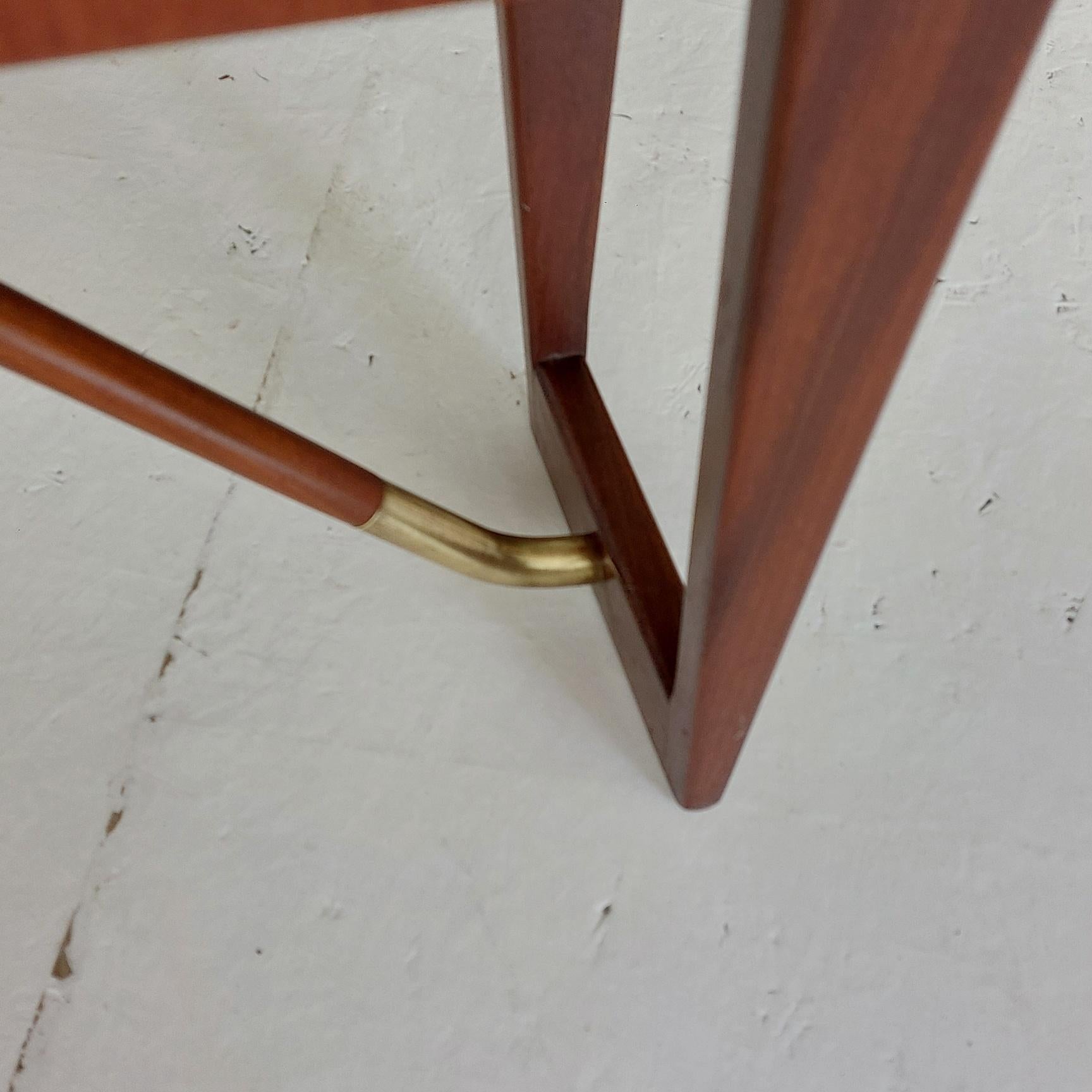 Peter Løvig Nielsen Boomerang Desk + bar 1960s for Lovig Denmark Teak and Brass For Sale 2