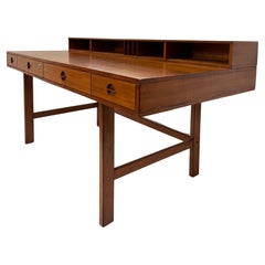 Peter Løvig Nielsen Flip-top Teak Desk by Laurits M. Larsen, Jens Quistgaard