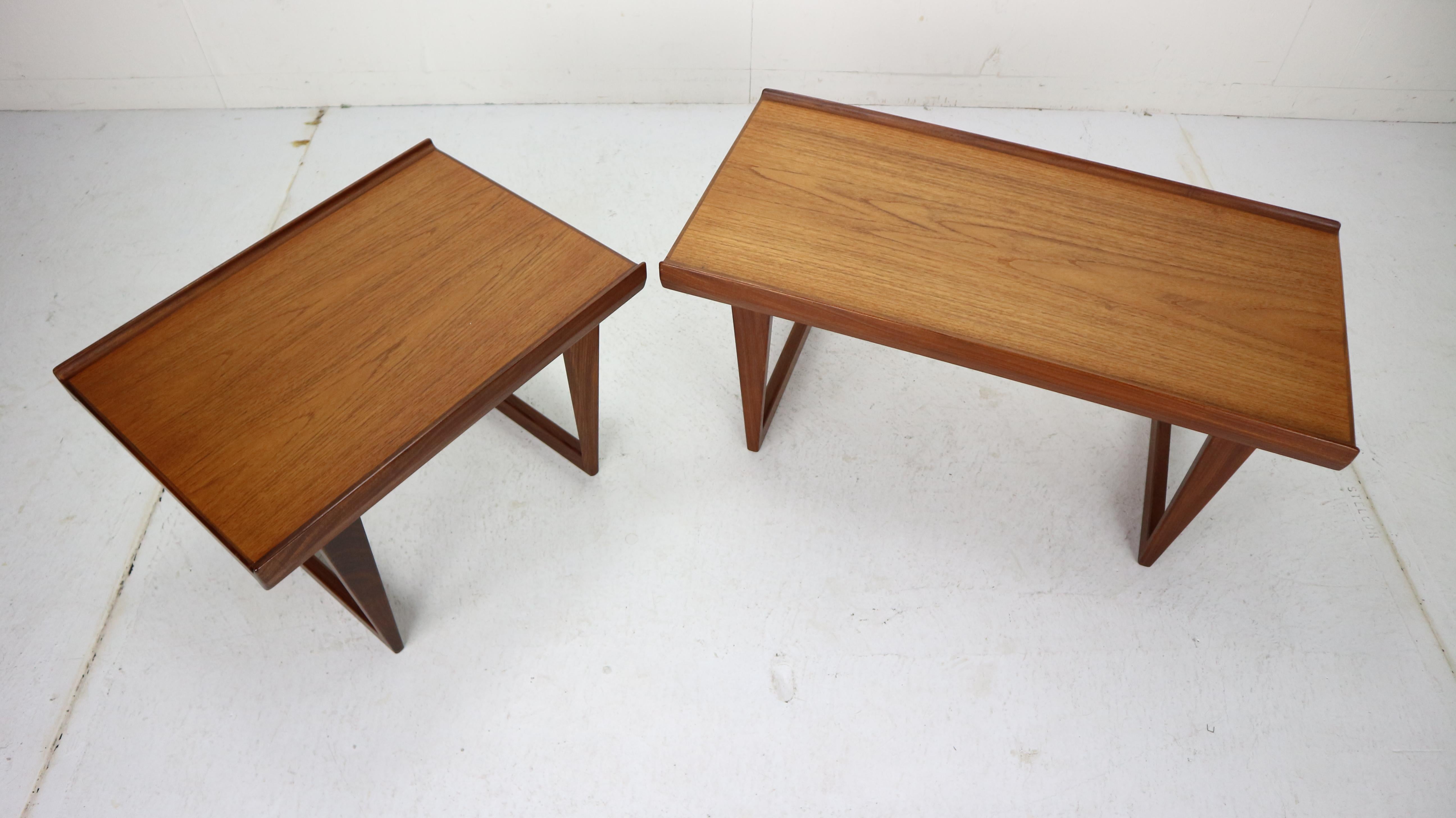 Danish Peter Løvig Nielsen Set of 2 Teak Coffee Tables with Sled Legs, 1967, Denmark