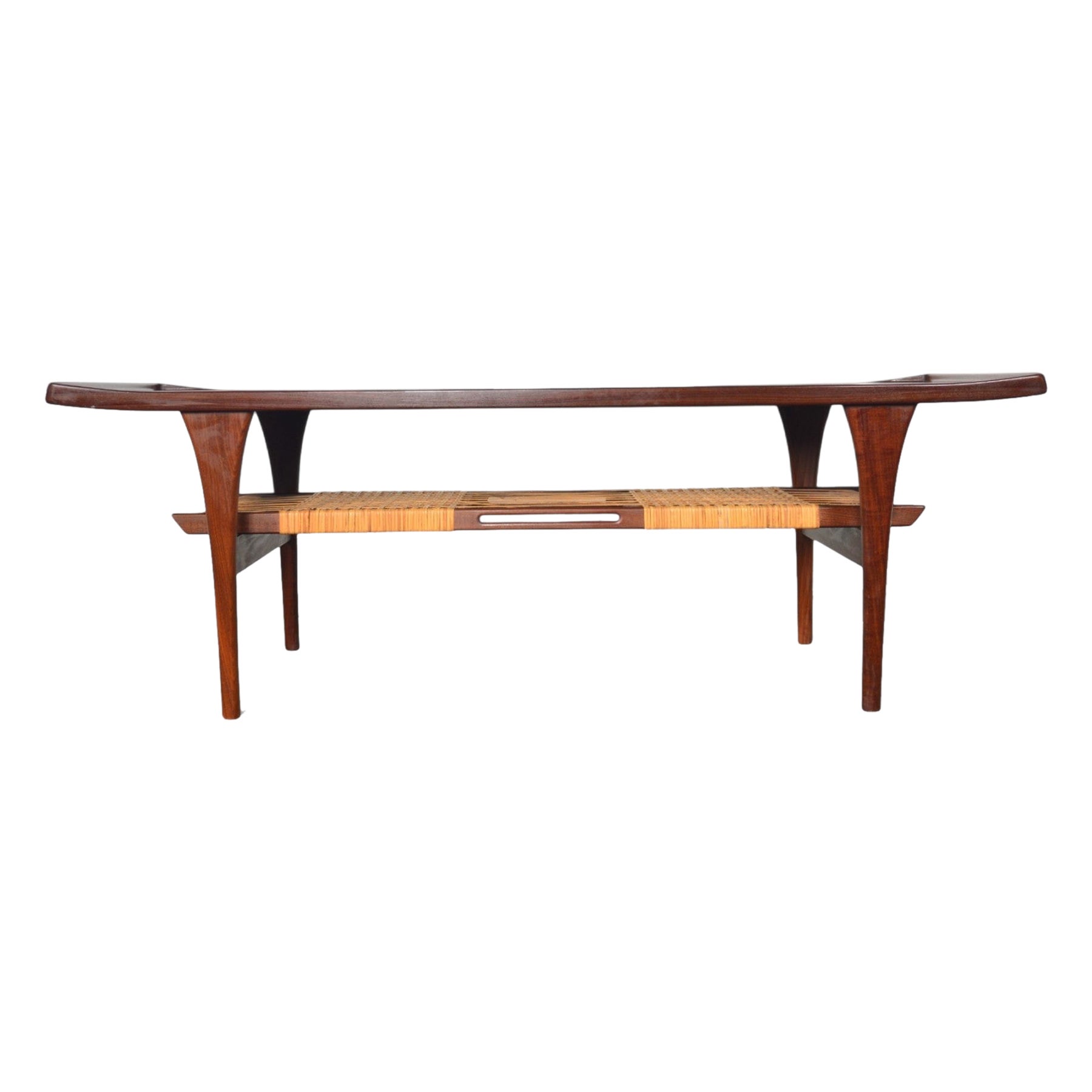 Peter Løvig Nielsen Teak Coffee Table With Cane Rack