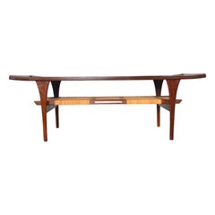 Peter Løvig Nielsen Teak Coffee Table With Cane Rack