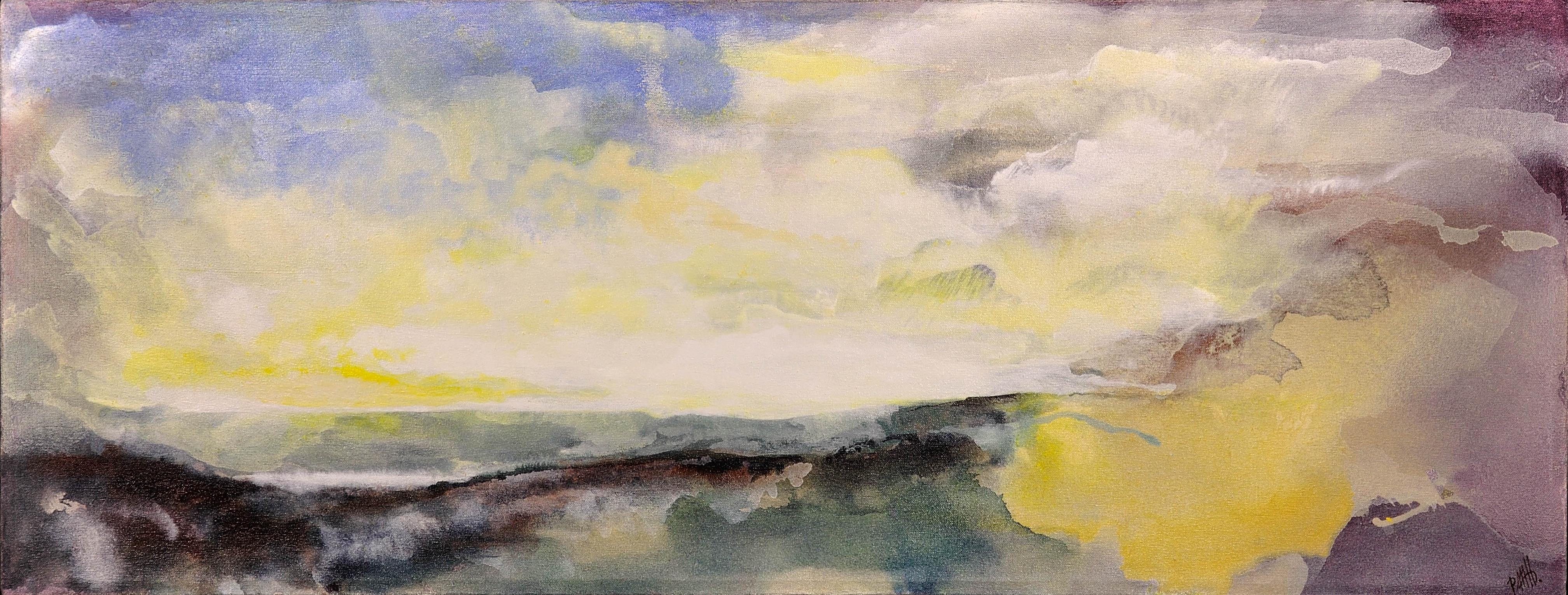 Peter M. Hicks Abstract Painting – North Yorkshire Moors Abstrakte Landschaft Scaling Dam Ein Original Ölgemälde