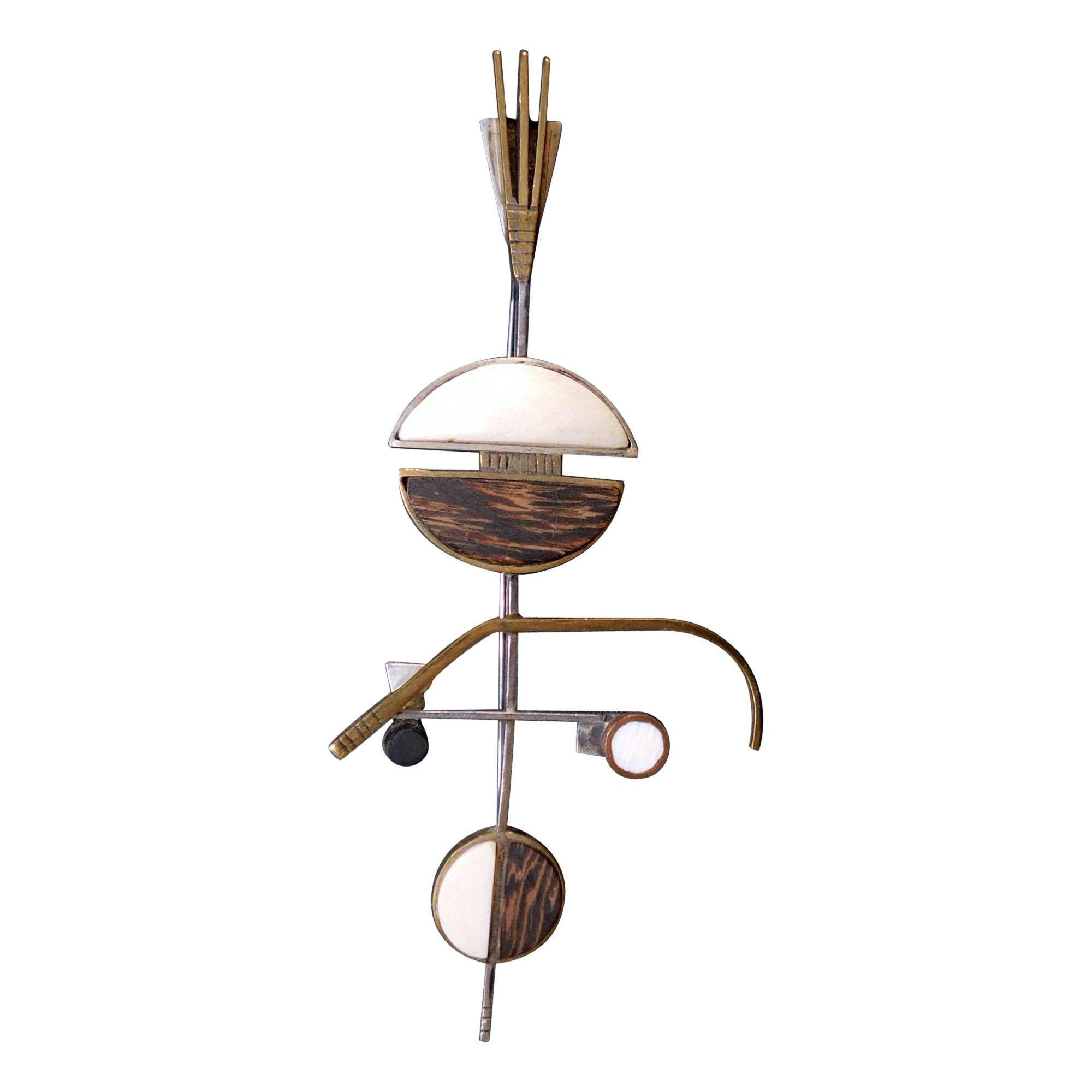 Peter Macchiarini Modern Constructivist Studio Brooch, circa 1970s