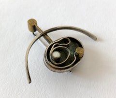 Peter Macchiarini Sterling Silver Brass American Modernist Brooch