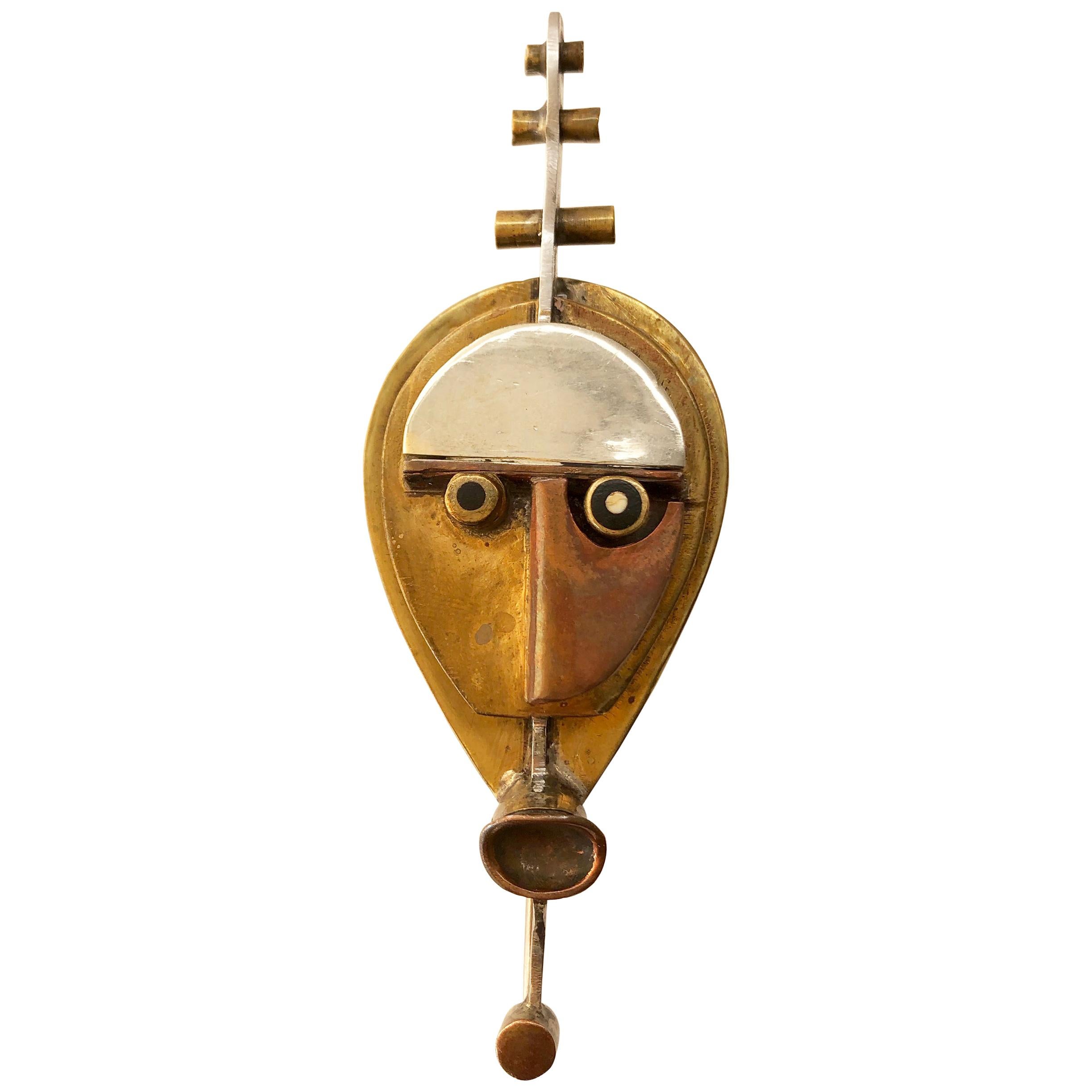 Daniel Macchiarini Sterling Copper Brass Negative Positive Eye Mask Brooch