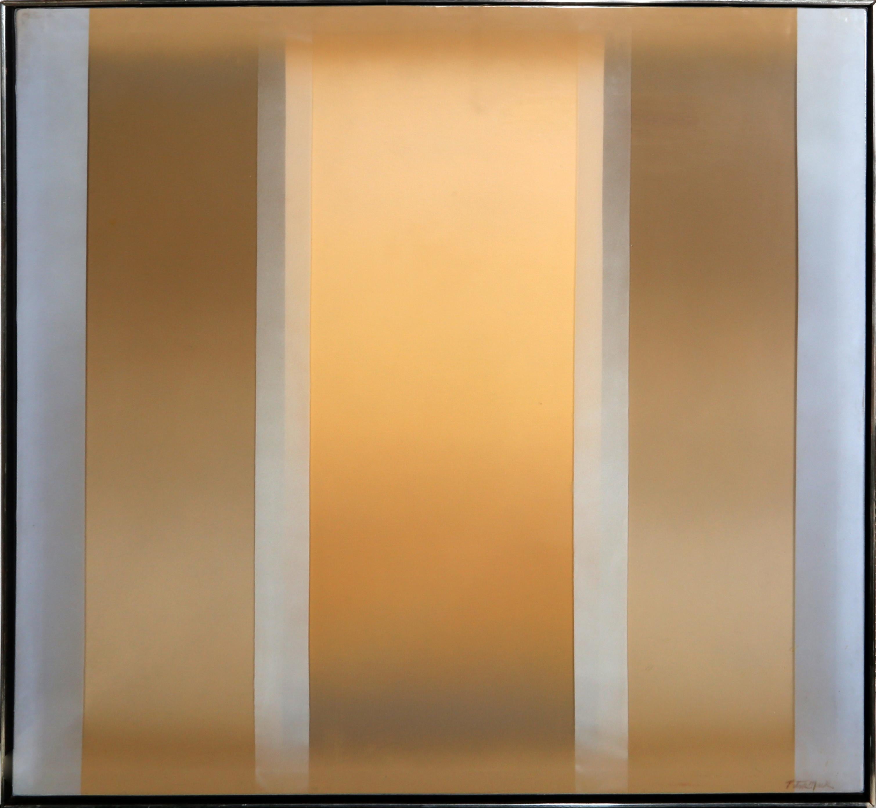 Künstler: Peter Mack
Titel: Streifen Eins
Jahr: ca. 1980
Medium: Acryl auf Leinwand mit Klarlacküberzug, signiert v.l.n.r.
Größe: 48 x 48 Zoll (121,92 x 121,92 cm)
Rahmengröße: 49 x 49 Zoll 