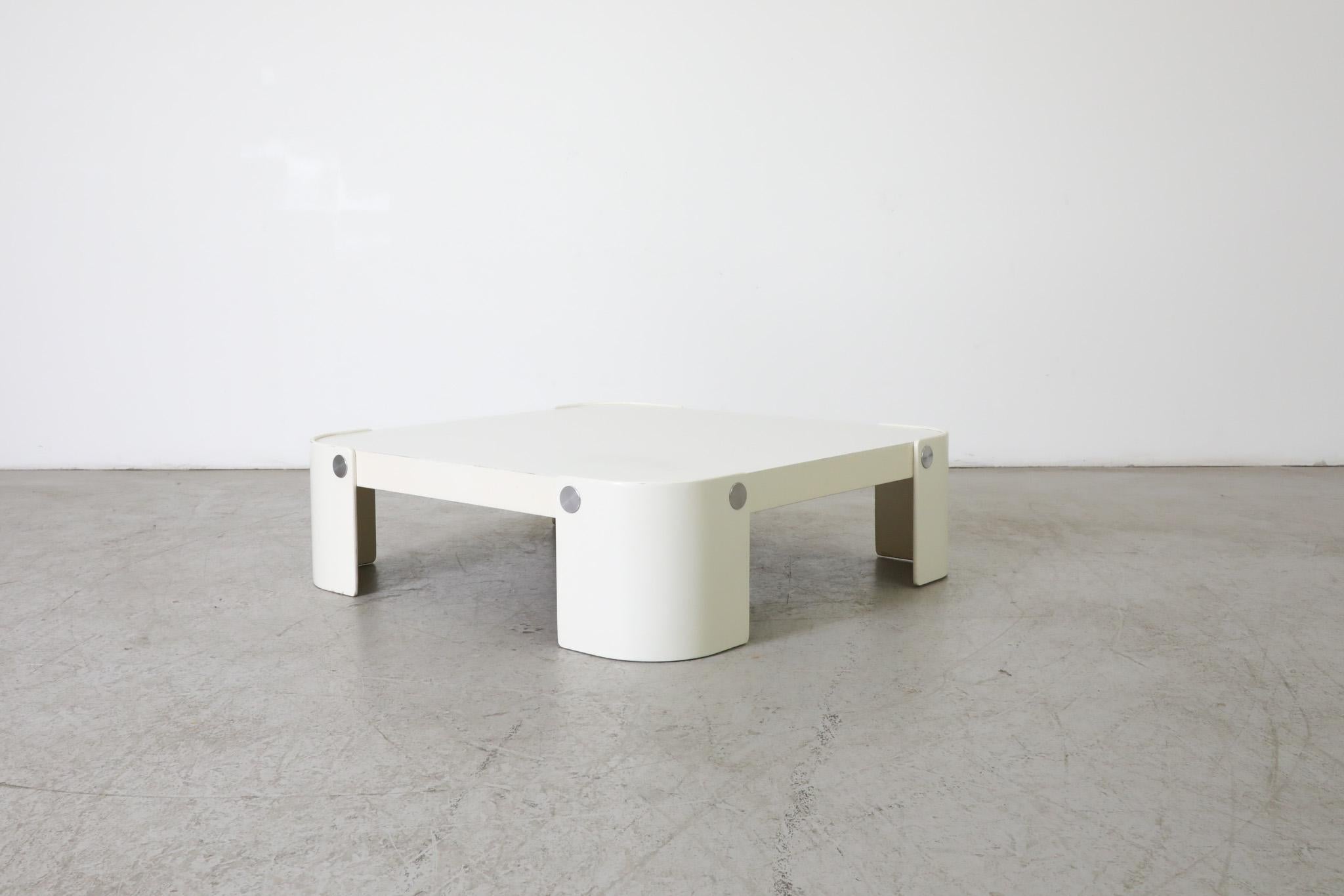 German Peter Maly Trinum White Curved Laminate & Chrome Coffee Table by COR, 1970 For Sale