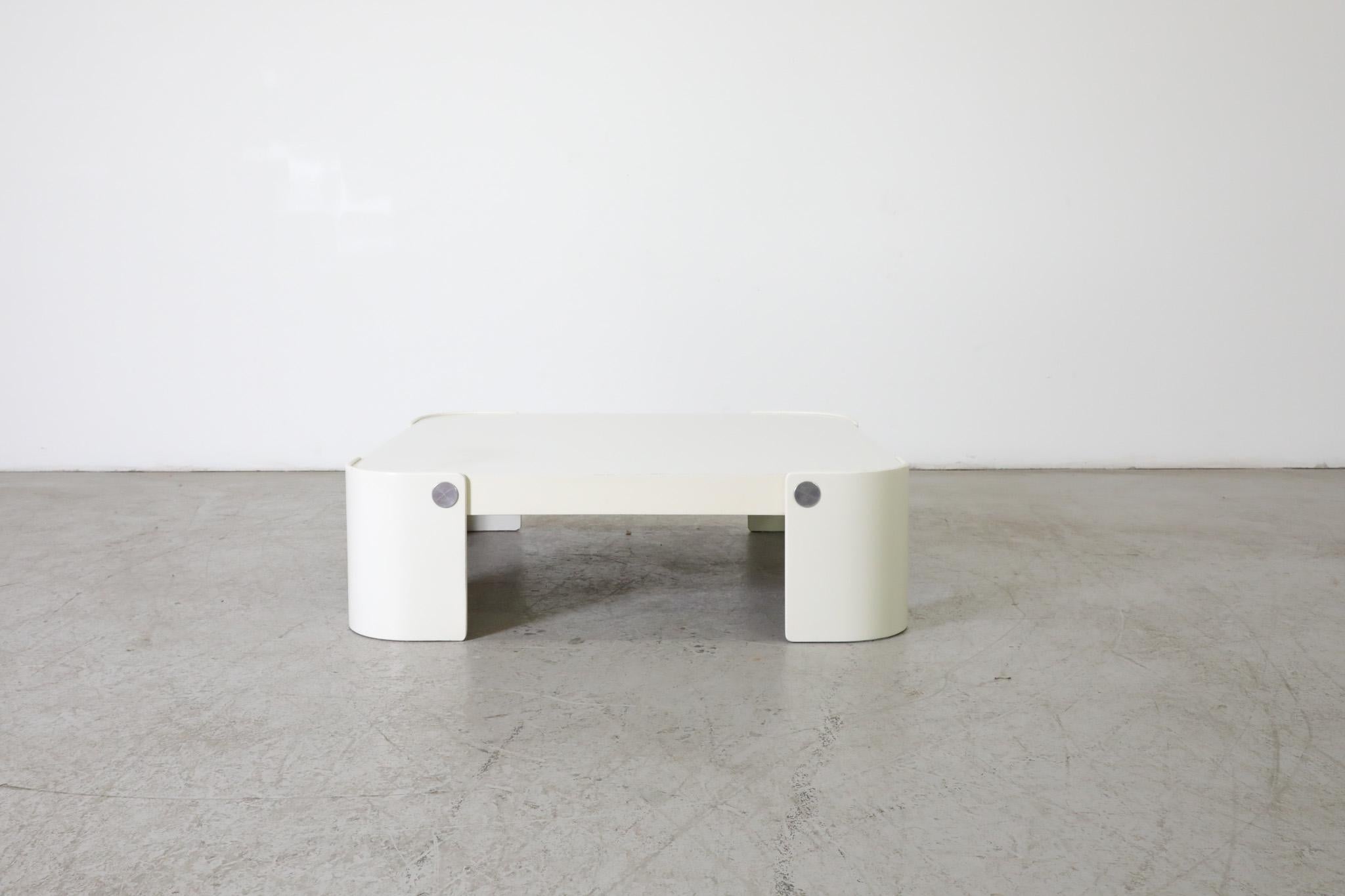 German Peter Maly Trinum White Curved Laminate & Chrome Coffee Table by COR, 1970 For Sale