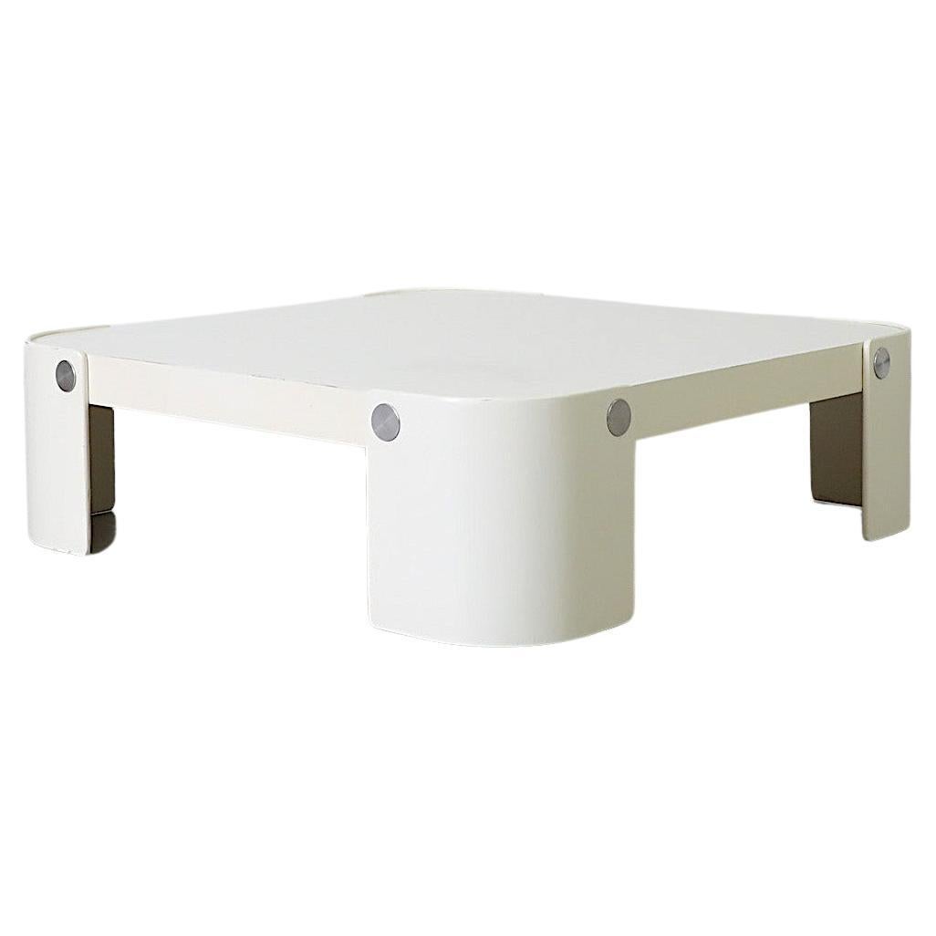 Peter Maly Trinum White Curved Laminate and Chrome Coffee Table by COR, 1970