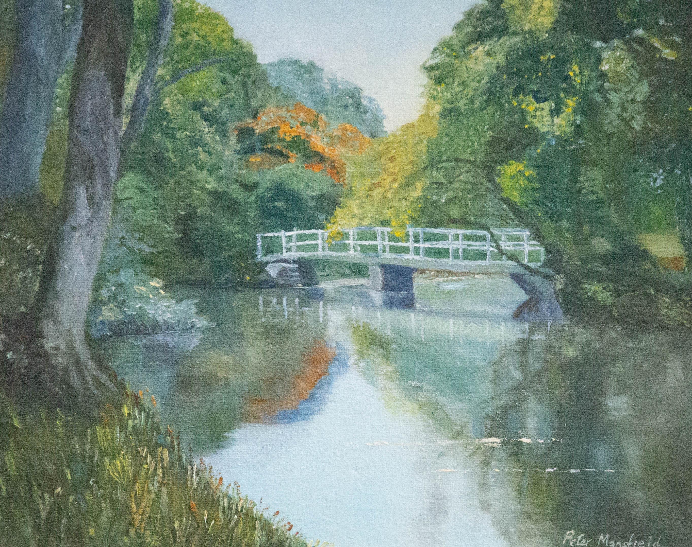 Ölgemälde, Throop Pond, Peter Mansfield, 20. Jahrhundert im Angebot 1