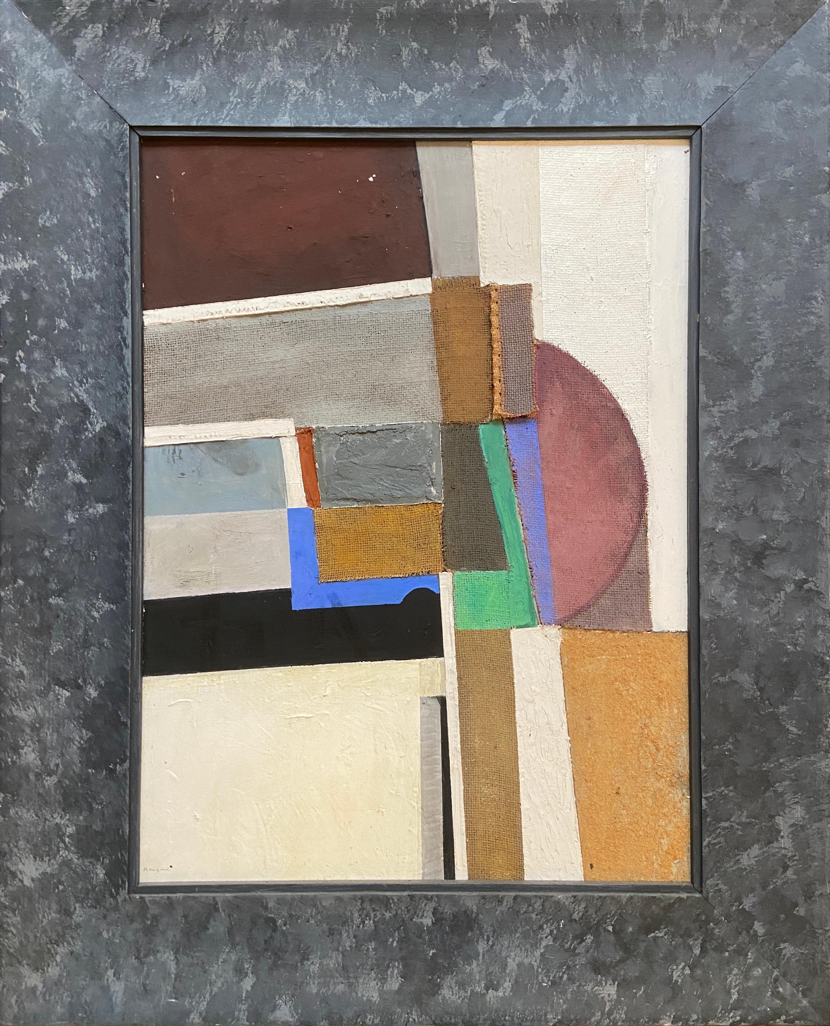 Mixed media collage
Image size: 26 1/2 x 19 1/2 inches (67 x 49.5 cm)
Original frame

A very fine cubist collage original by the well listed British born artist, Peter Manzaroli (b.1938). Born in Ealing, London of an Italian father and Scottish