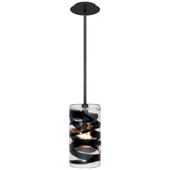 Peter Marino Cilindro Large Pendant in Crystal and Black Murano Glass