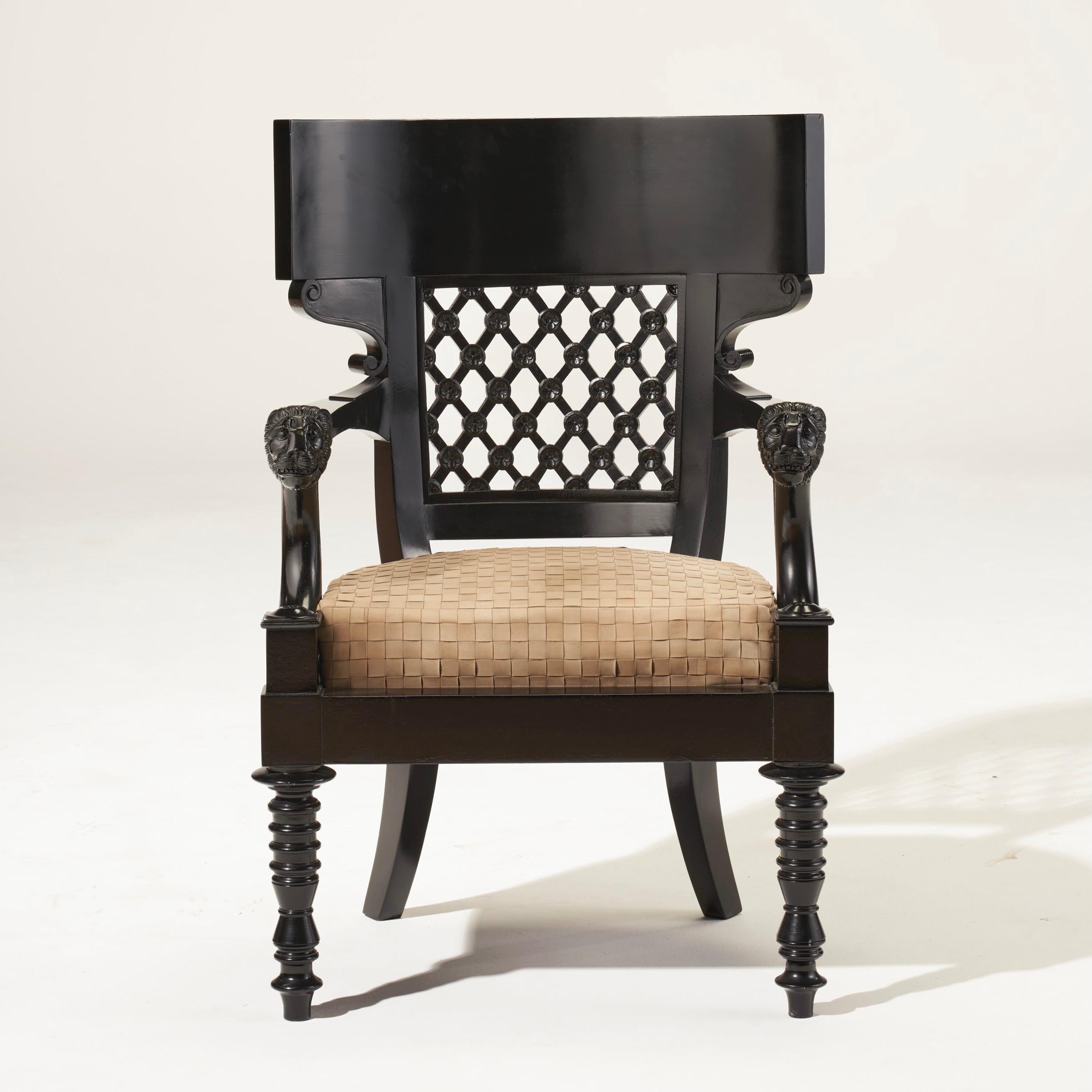 American Louis XVI Style Ebonized Armchairs in Manner of Henri Jacob (d. 1824) For Sale