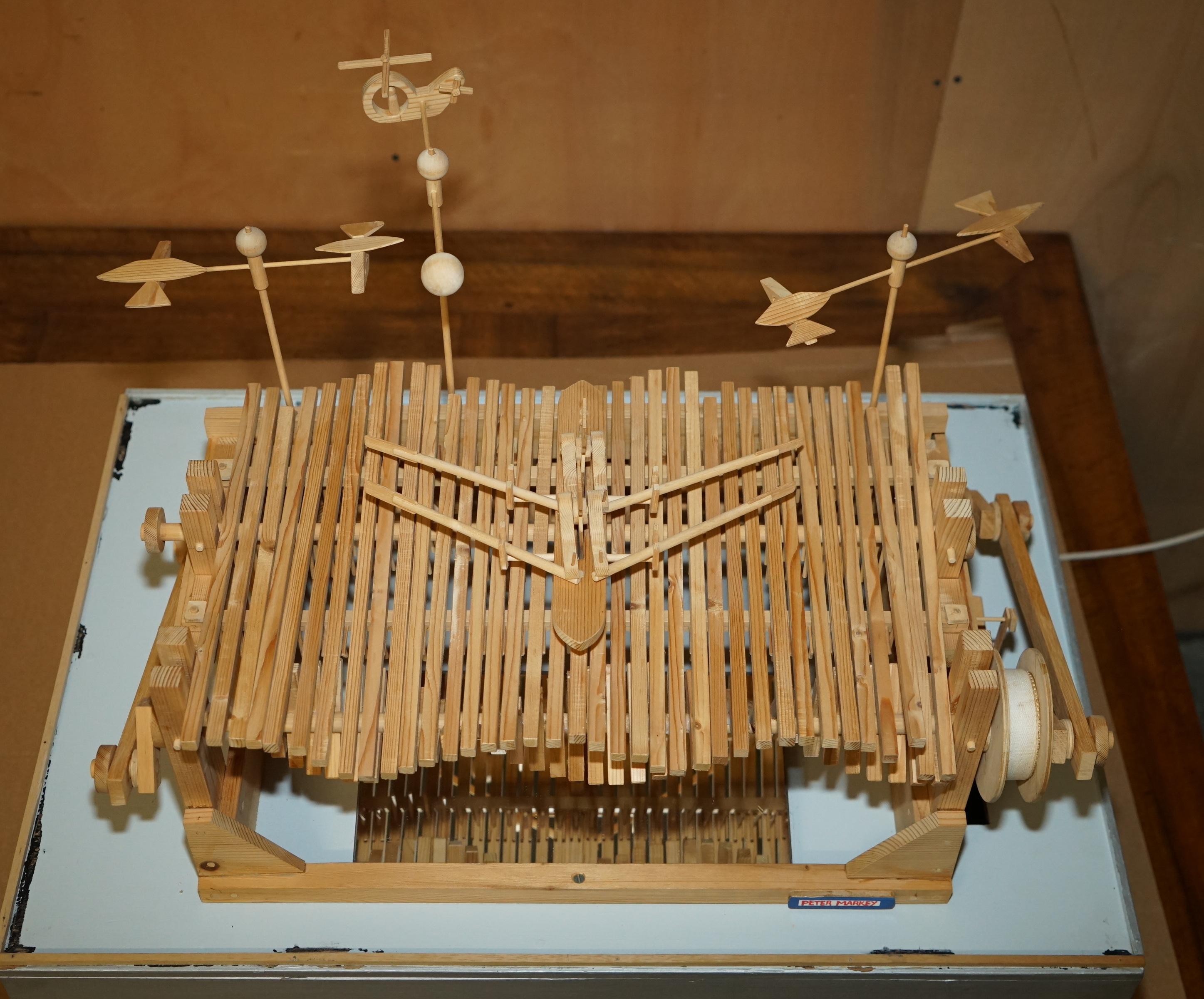 English PETER MARKEY 1930-2016 BRITiSH MADE WOODEN AUTOMATON OF TWO MEN ROWING IN CASE