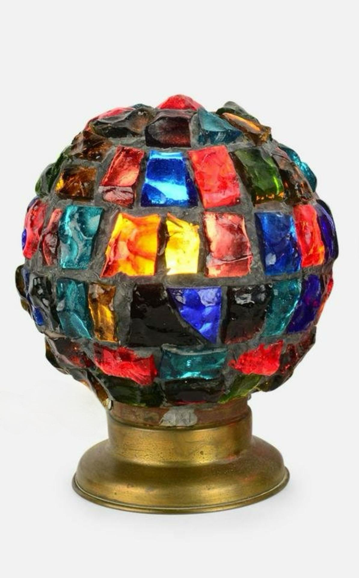 Peter Marsh for Nader Multicolor Dalle De Verre, Chunk Glass Globe Lights For Sale 3