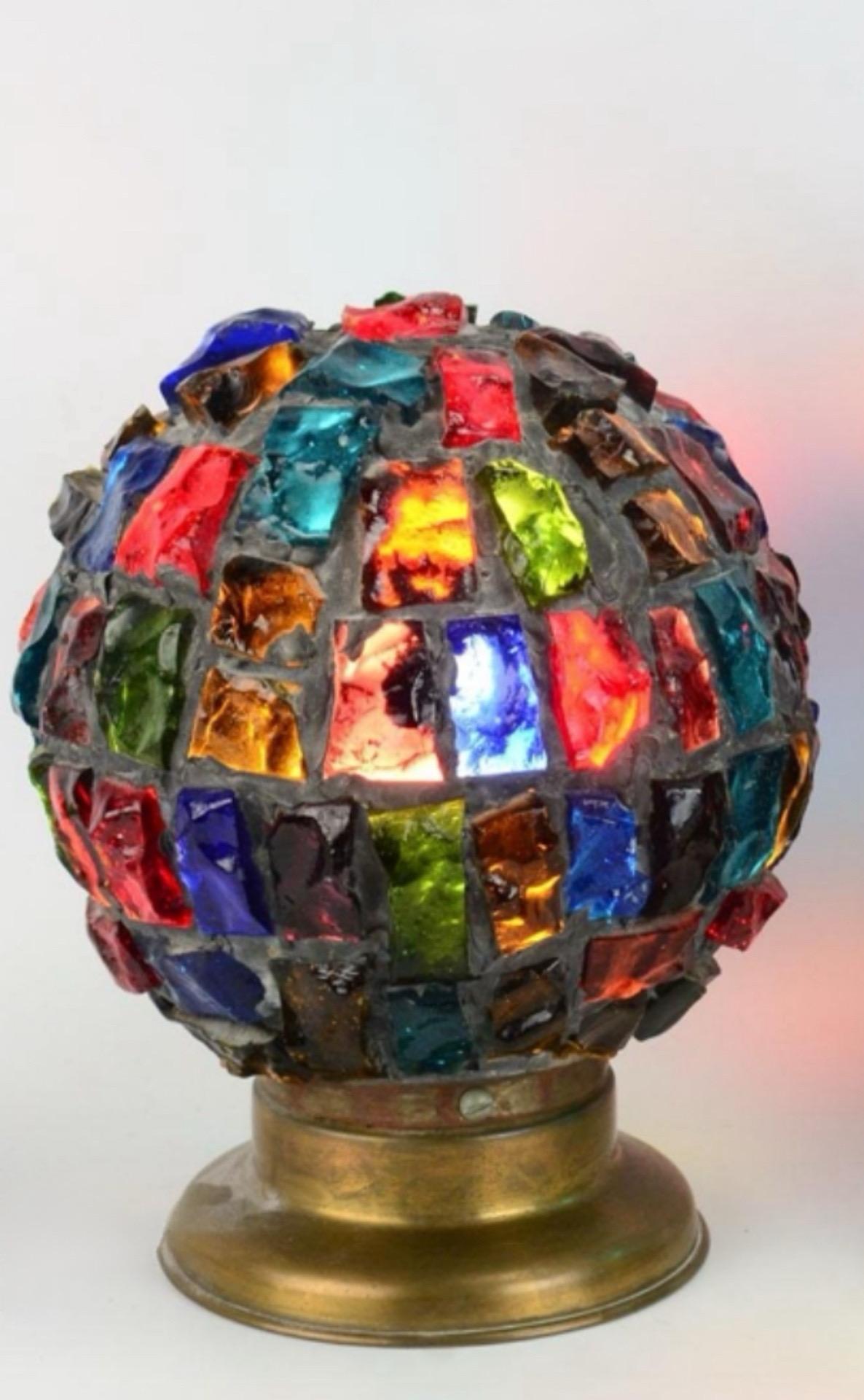 Peter Marsh for Nader Multicolor Dalle De Verre, Chunk Glass Globe Lights For Sale 2