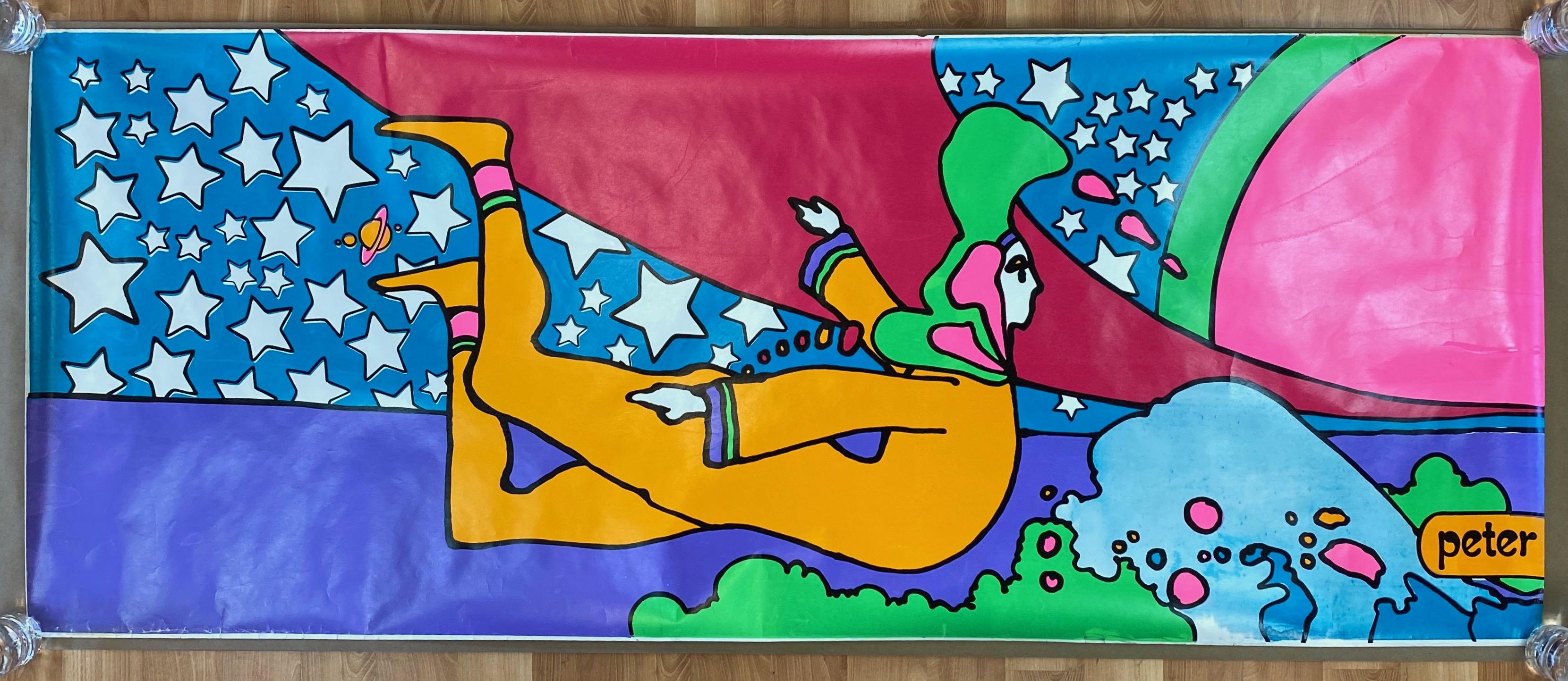 An important, monumental, and exceptionally rare twelve-foot-wide two-piece serigraph created by Peter Max (American, b. Germany, 1937) for his 1970 “The World of Peter Max” first solo museum exhibition tour.

Features the artist’s iconic “Cosmic
